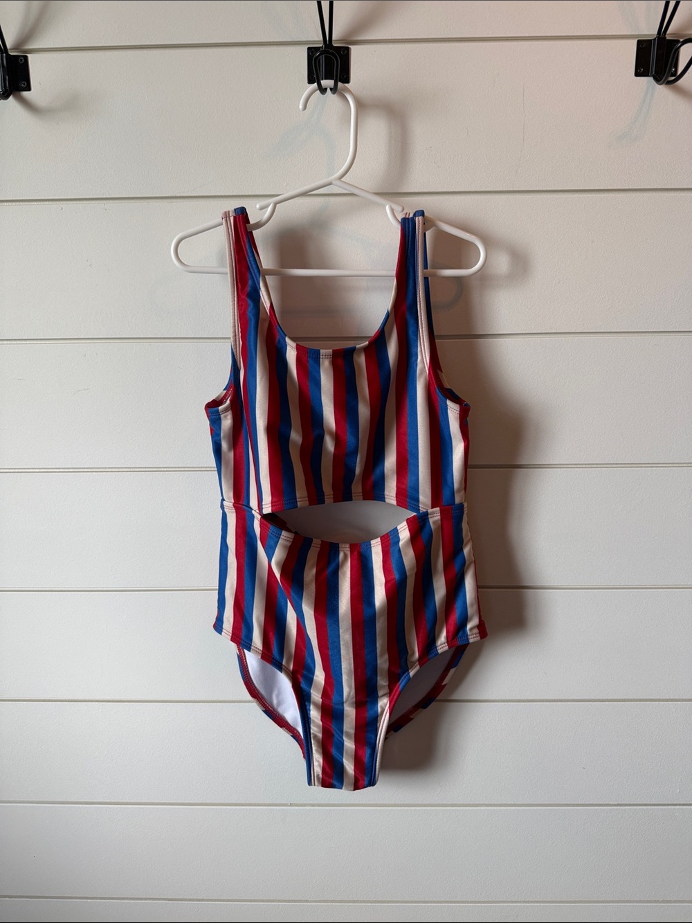 Cat & Jack Red, White & Blue Striped Cutout One-Piece Swimsuit